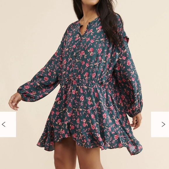 Free People Womens Small Dress Flower Field Oversized Floral Long Sleeve - Picture 3 of 9